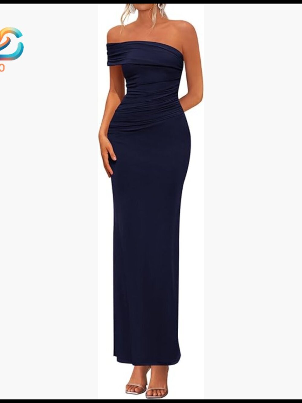 Off Shoulder Ruched Bodycon Maxi Dress Formal Wedding Guest Cocktail